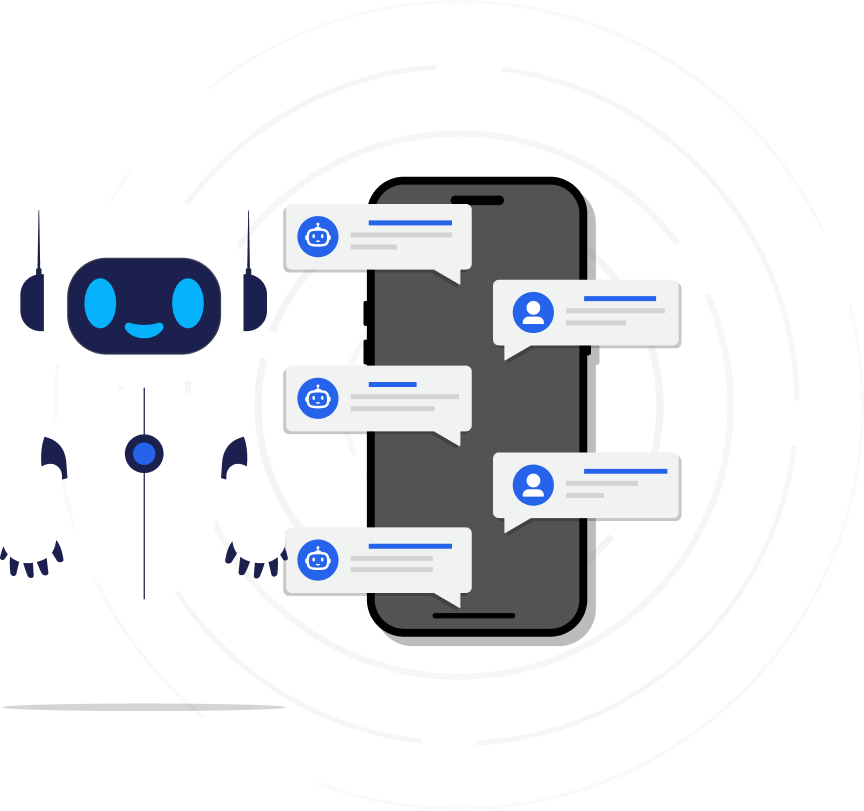AI chatbot automating customer support messages on mobile with instant query responses