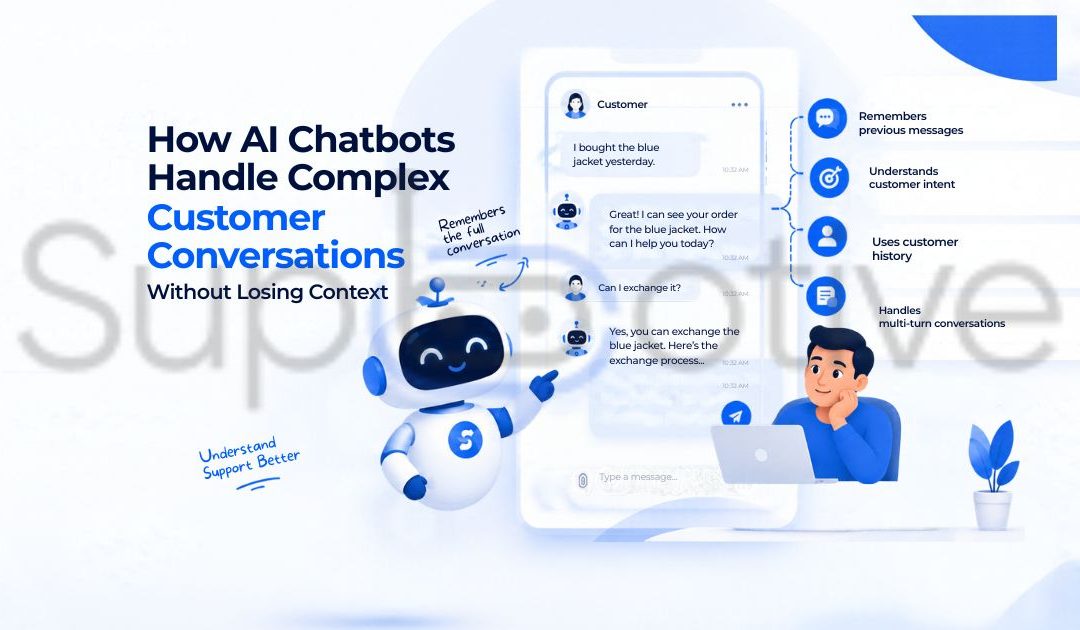 Multi-turn AI chatbot conversation with customer support context